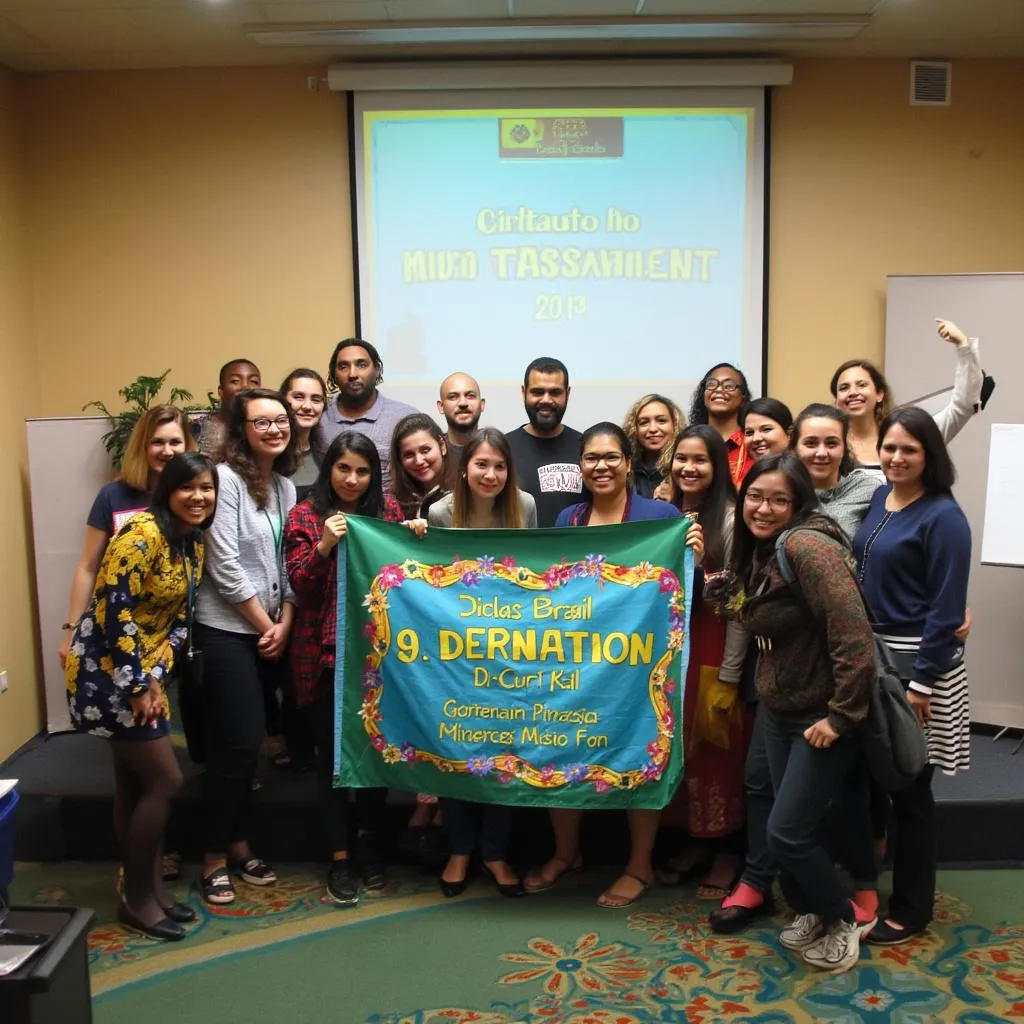 Equipe em conferência de educação financeira